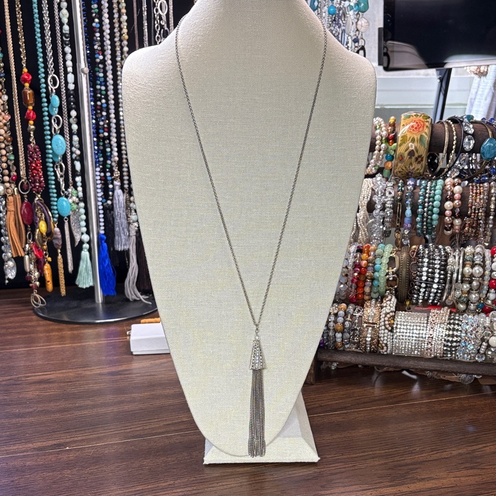 Chic Silver Tassel Necklace